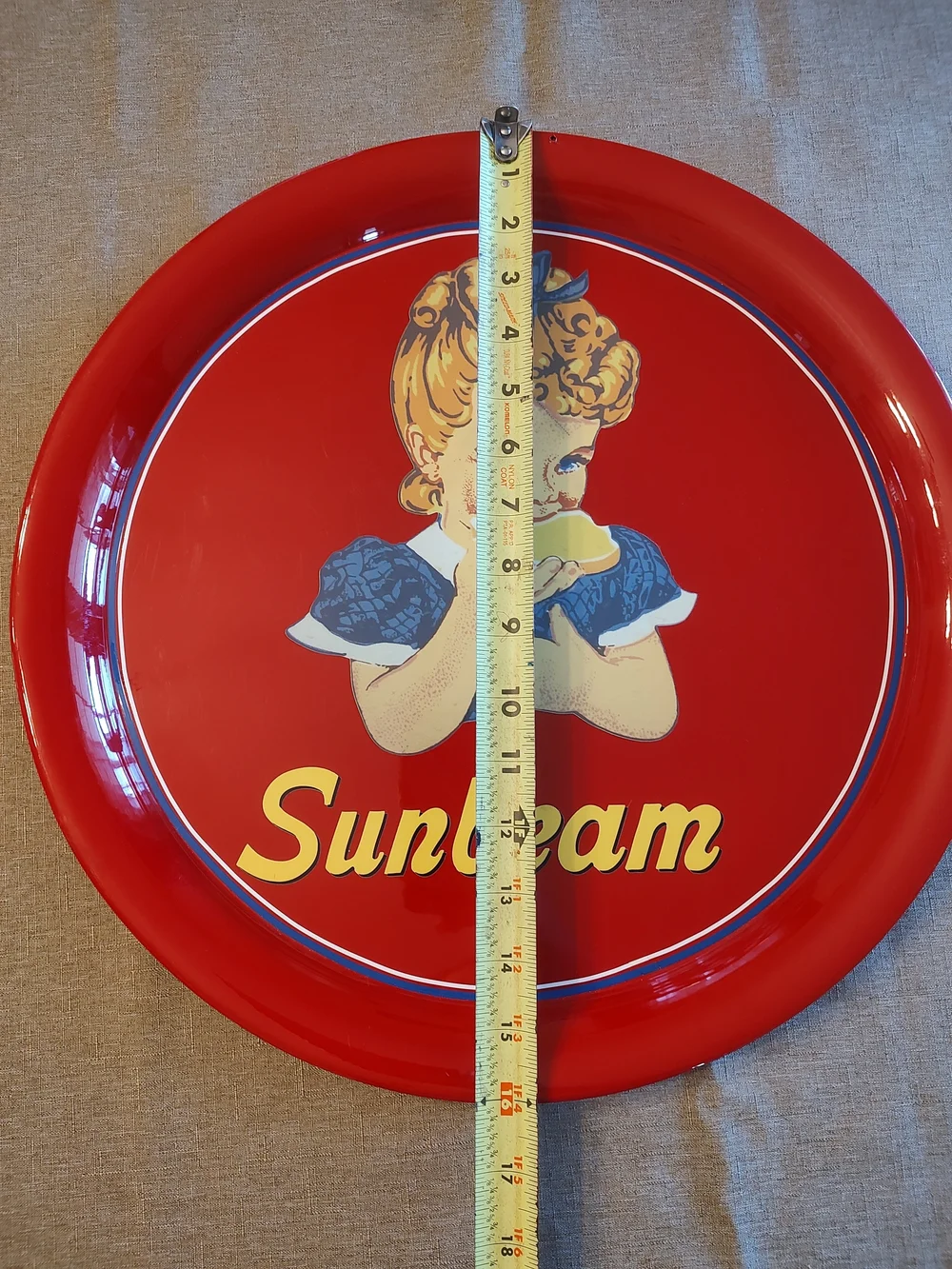 Sunbeam Red Serving Tray with Retro Girl Graphic